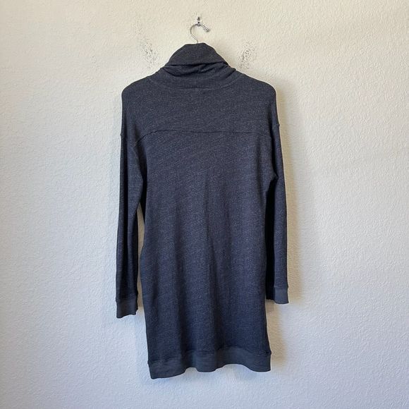 SUNDRY L/S Embroidered Turtleneck Sweatshirt Dress in Charcoal Grey - Picture 5 of 9